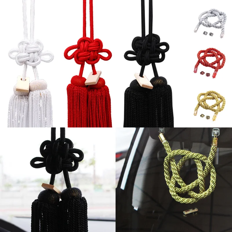 A Set Car Rearview Mirror Charms Vip Gift Black Kin Rope & Red Chinese Knot