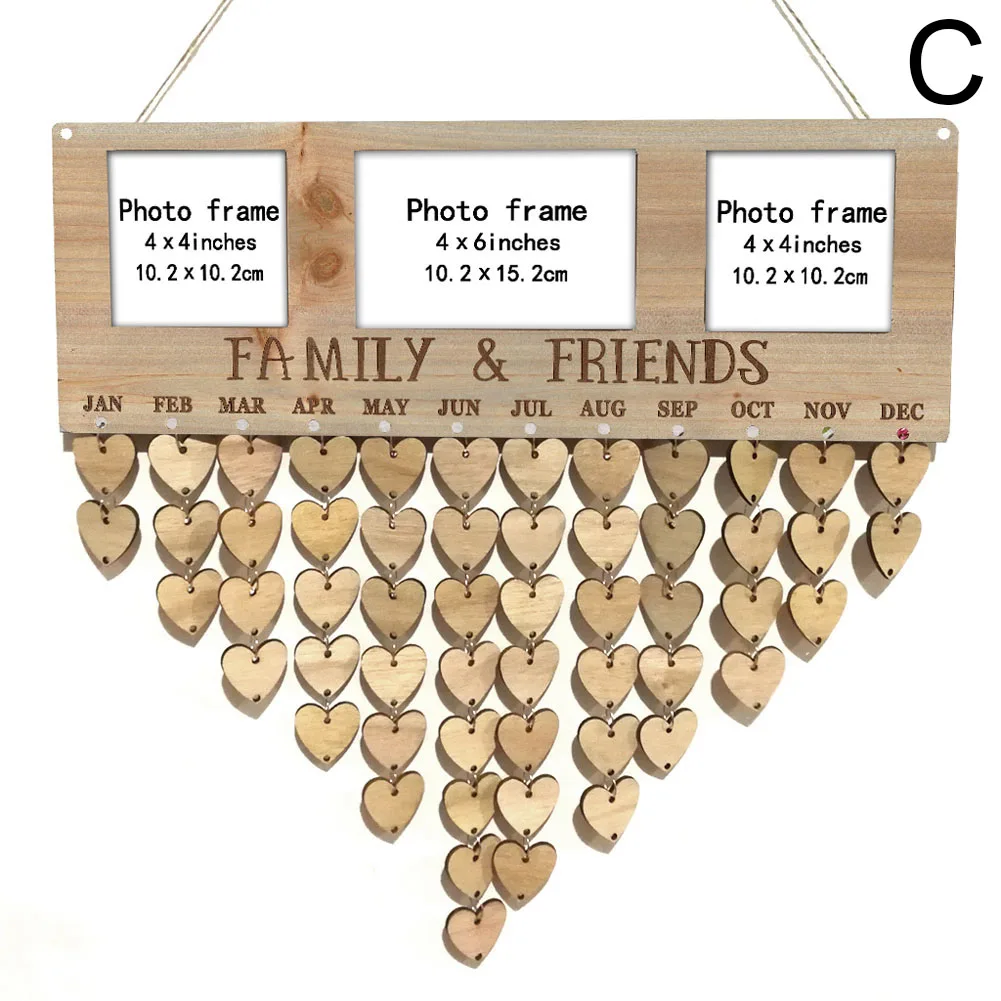c Hot Wood Birthday Reminder Board Birch Plaque DIY Calendar Special Dates Planner Board Decor PLD - Цвет: c