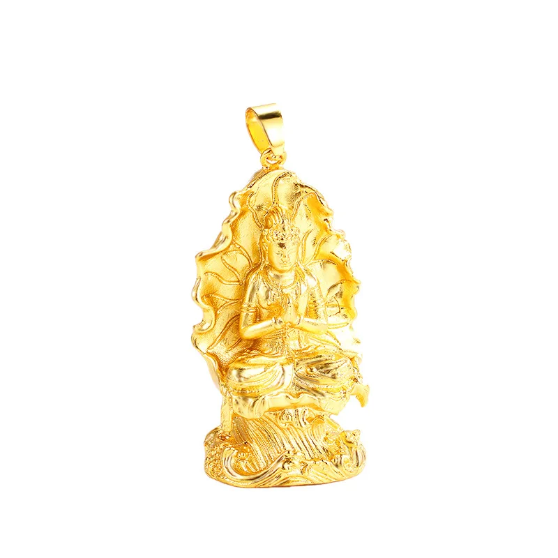 Exquisite Gold Color Pendant for Men Women Guanyin Buddha Necklace without Chain Jewelry Gifts Male Female | Украшения и