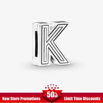 

DIY Name 100% 925 Sterling Silver Beaded Letter K Clip Charm Silver fit Original Pandora Bracelets Jewelry Women Gift Silver DIY
