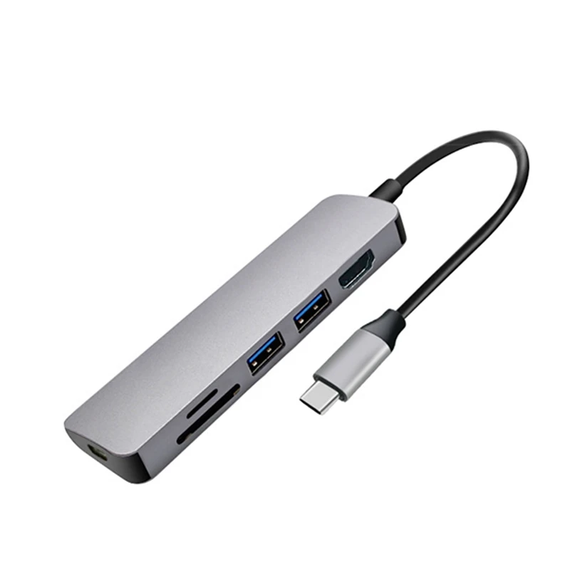 

6 in 1 Thunderbolt 3 Usb-C to Hdmi 4K Adapter Sd Tf Card Reader Usb3.0 Hub Pd Multifunction Usb3.0 Hub