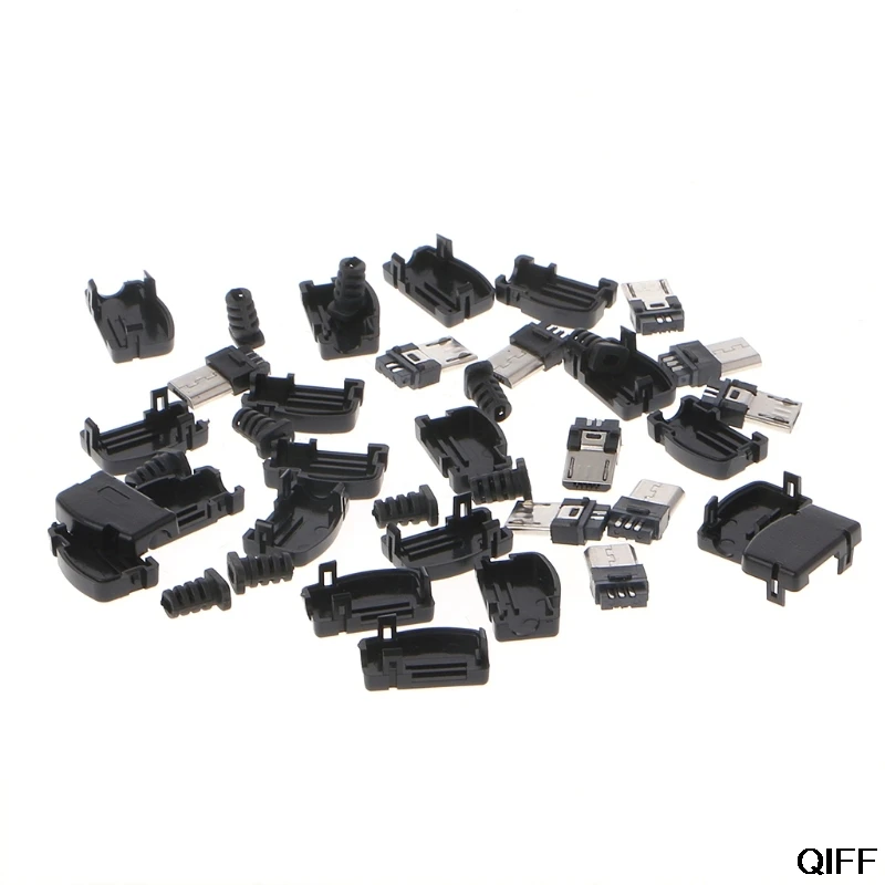 Прямая поставка и 10 Sets5 контактный прямоугольный разъем Micro USB штекер комплект с черной крышкой припоя Jack Aug. 16