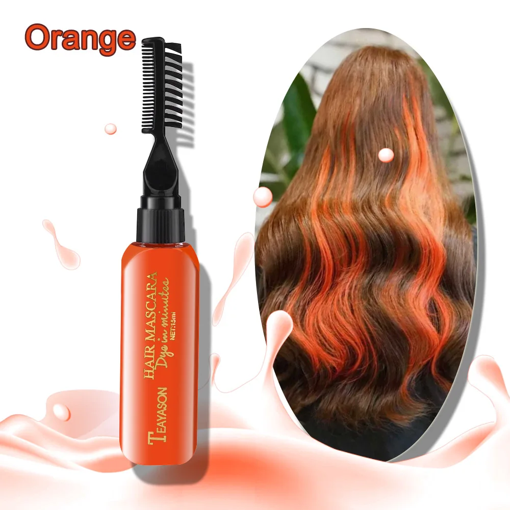 orange Временная Краска для волос, крем, черный, коричневый, долговечный, быстрый, мягкий, одноразовый цвет для волос, ручка для белых волос, покрытие для волос, сделай сам, Стайлинг, макияж - Цвет: orange