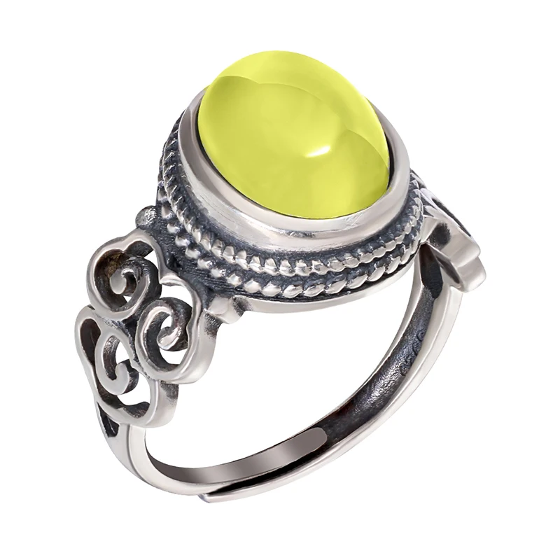 ручная работа кольцо с зеленым и желтый камнем винтаж бижутерия мода аксессуары женские новый год украшения