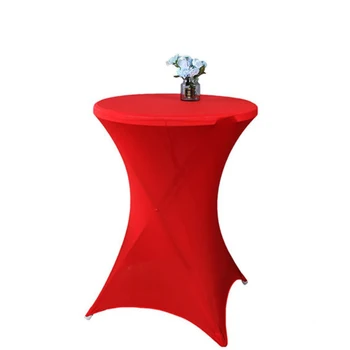 

2Pcs Round Tablecloth Cocktail Table Cover Spandex Table Cloth Stretch Table Cover Wedding Party 60/70/80cm Diameter Tablecloth