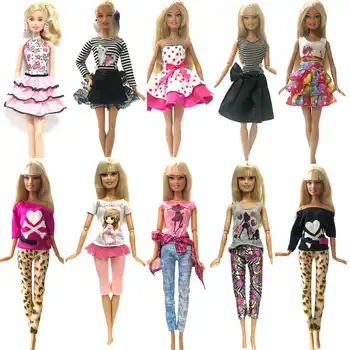 

NK 10 Set/Lot Hot Sale Doll Dress Fashion Outfit Party Casual Gown For Barbie Doll Accessories Best Gift Baby Toys 08A 3X