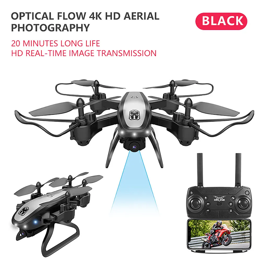 Дрон KY909 HD 4K WiFi видео live fpv Дрон светильник с потоком держать высоту четырехосный самолет одна кнопка взлет Дрон с камерой квадрокоптер с камерой аккумулятор квадракоптер квадрокоптер квадракоптер с камерой - Цвет: 4k