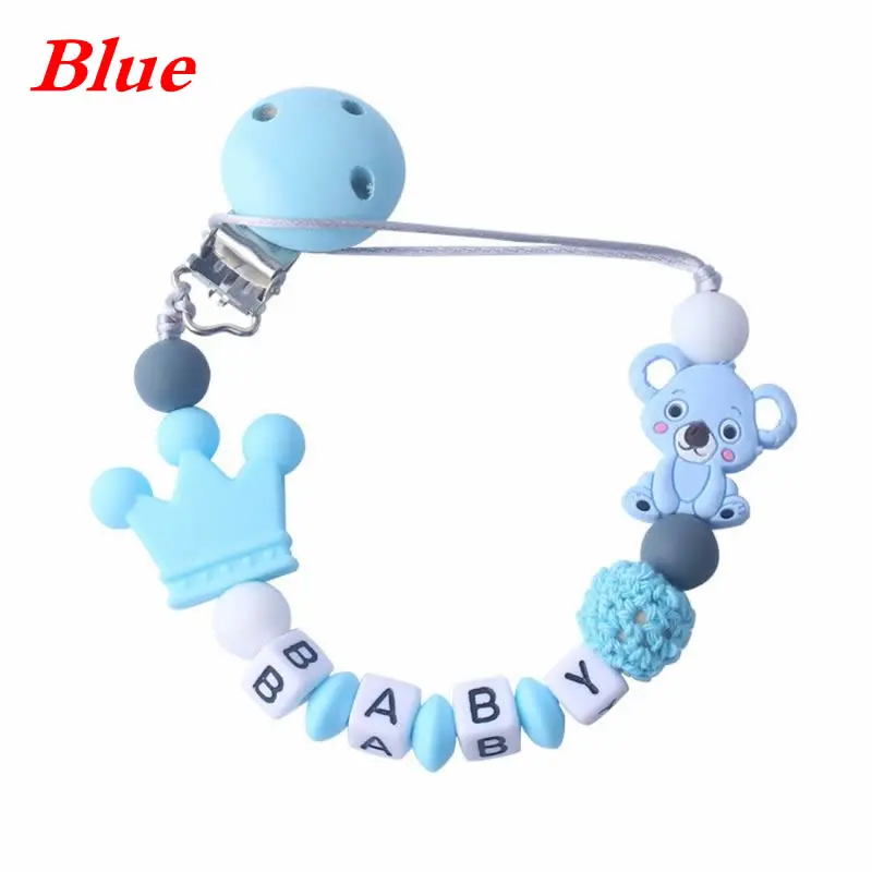 Blue Детская Соска с цепочкой, Успокаивающая, для мальчиков и девочек, милый медведь коала, красочный дизайн, детские игрушки 23GD - Цвет: Blue