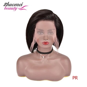 

Deep Part Short Wigs Pixie Cut Pre Plucked Bob Wigs Straight Black 13x6 Lace Front Wig 150% Brazilian Remy Hair For Women