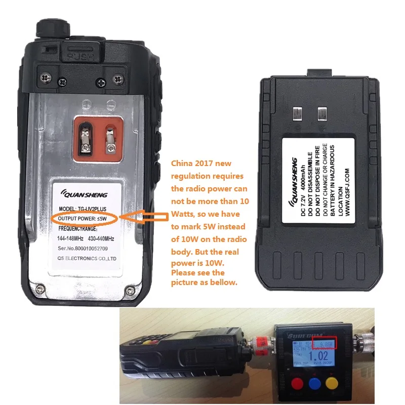 Портативная рация Quansheng TG UV2 PLUS 10 Вт 4000 мАч высокочастотный трансивер VHF UHF Ham 5
