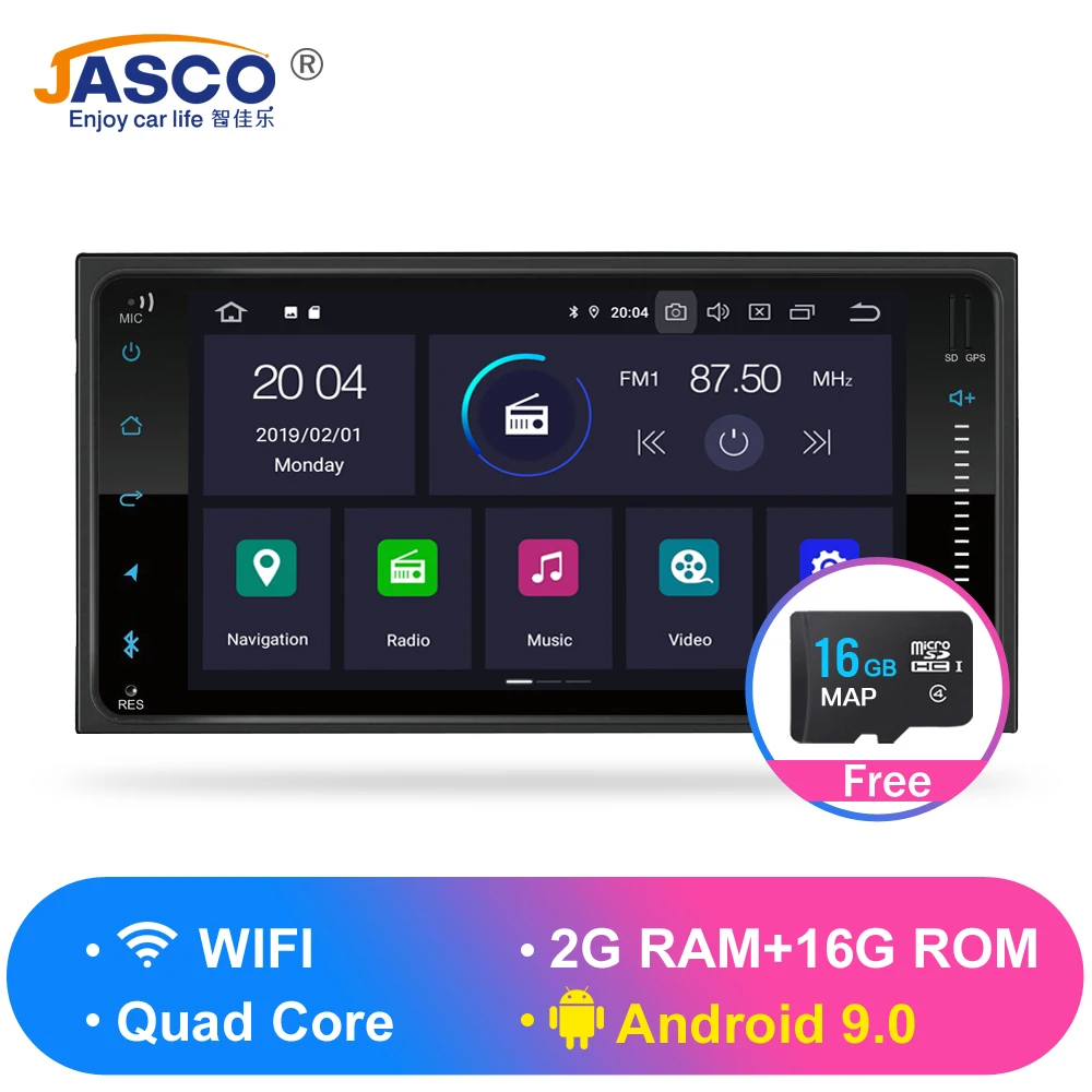 Android 9 0 RAM 2G ROM 16G Автомобильный DVD Gps навигация Радио Видео плеер стерео