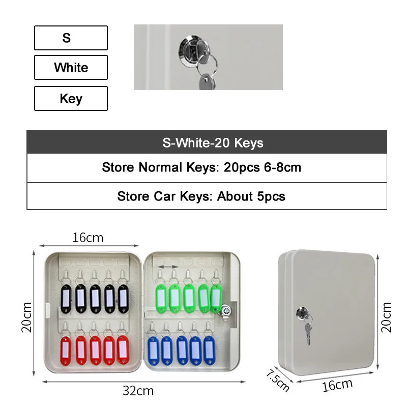 S-White-Key 20/28/36 ключи ящик для хранения Комбинации ключ блокировки мульти ключи Классификация Органайзер Сейф для Офис Прямая поставка с завода - Цвет: S-White-Key