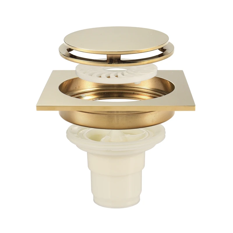 

Luxury Solid Brass Floor Drain Square Anti-Odor Floor Drain Bathroom Kitchen Balcony Bathtub Drain Shower Drain Shower Room Drai
