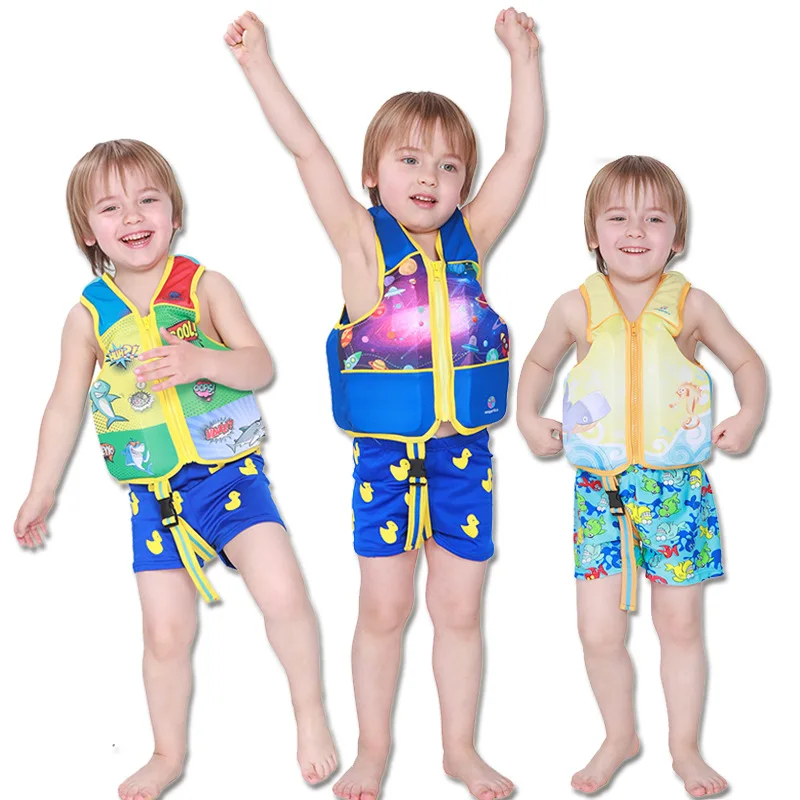 

Cross Border for Medium-small Kids Swimming fu li yi Sleeveless Vest Cartoon Series Learning Foam Buoyancy Bathing Suit