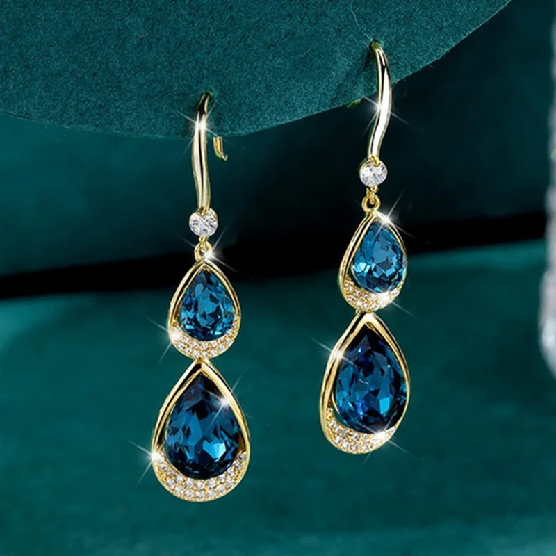 High Quality Dangle Earrings for Women Exquisite Teardrop Engagement Wedding Pendant Earings Fashion Jewelry 2022 brinco