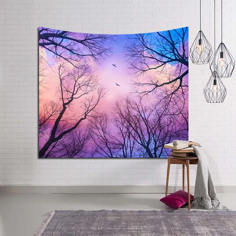 Гобелен с изображением леса дерева, настенный гобелен, пейзаж, мандала, настенный гобелен, натуральный живописный ковер, одеяло, пляжный коврик - Цвет: Style 5