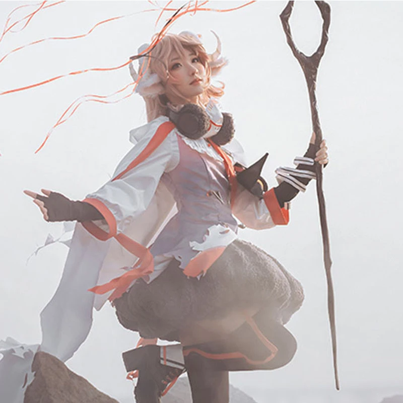 Парики Arknights Eyjafjalla для косплея многослойные градиентные длинные вьющиеся