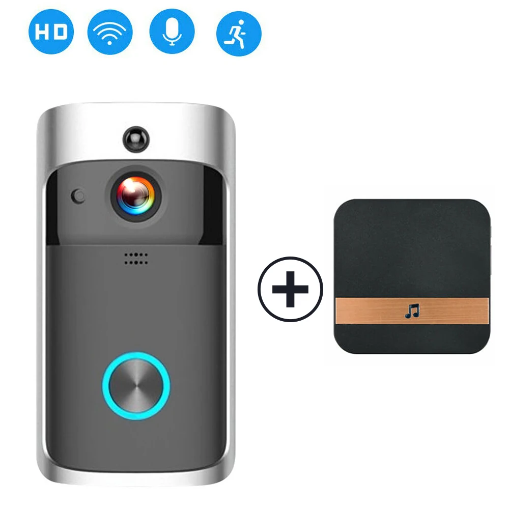 with Plug Умный wifi дверной Звонок камера IP видео домофон видео дверной звонок для квартиры ИК сигнализация беспроводная камера безопасности - Цвет: with Plug