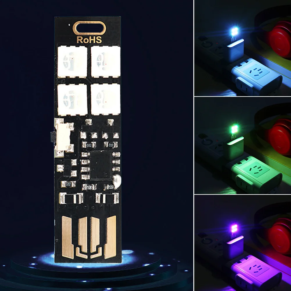 Цветная(RGB) 4-LEDs вечерние, 7 цветов стол Подсветка праздничное освещение домашний декор ночной съемки Управление USB изменение мини