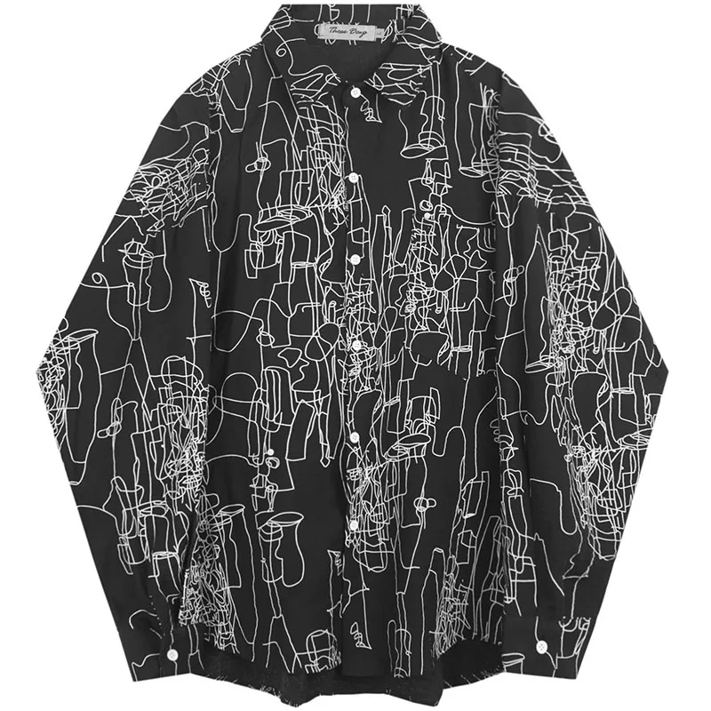Белая блузка, рубашка размера плюс 4XL 5XL 6XL, Женская винтажная рубашка с абстрактным принтом и отворотом, свободная рубашка с длинным рукавом летучая мышь, летние блузки