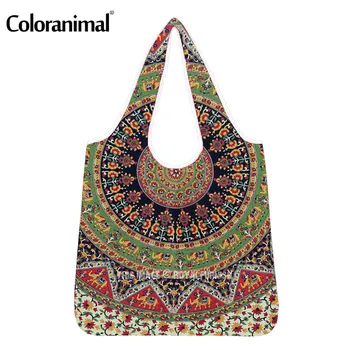 

Coloranimal Women Big Eco-Friendly Bags Pretty Bohemia Flower Print Shopper Bags for Ladies Functional Grocery Bag Shopping Bags