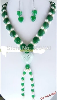 free shipping &gt&gt&gt&gt&gtset white freshwater pearl green stone necklace earring | Украшения и аксессуары