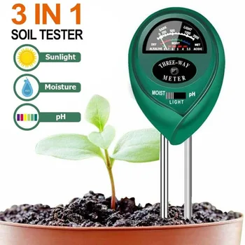 

3in1 Soil Tester Water PH Moisture Light Test Meter Tool For Garden Plant Flower Soil Moisture Monitor Temperature Sunlight Test