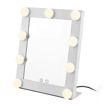 

Vanity Tabletops Lighted Makeup Mirror With 9 LED Bulb Lights Dimmer Beauty Mirror Portable Screen Mirror US Plug