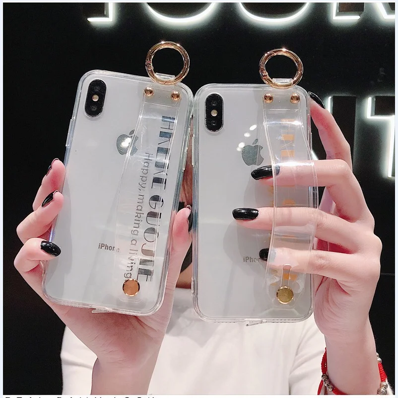 

Luxury Wrist Strap Case For IPhone XSMAX For Iphone XS XR X Soft TPU with Golden Fingering For Iphone 7 8 6 And 7 8 6Plus