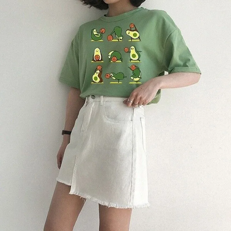 New Avocado Shirt Vegan T Shirt Women Harajuku Kawaii Short Sleeve T-shirt Vogue 90s Korean Style Tshirt Fashion Top Tees Female