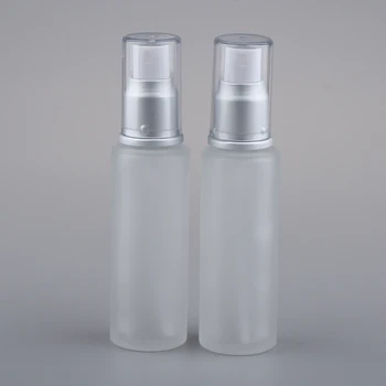 

2Pcs Empty Ground Glass Bottles Refillable Cosmetic Makeup Travel Lotion Containers 50ml