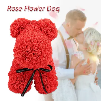 

Rose Dog Dog Dolls Artificial Rose Wedding Birthday Toy Romantic Lovely Decorations PE
