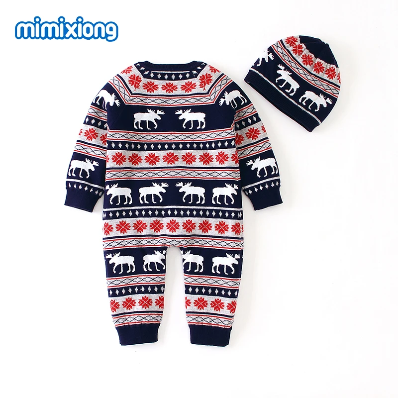 Baby Rompers Christmas Autumn Long Sleeve Newborn Boys Girls Jumpsuits Winter One Piece Toddler Knitted Overalls Cotton Kid Wear
