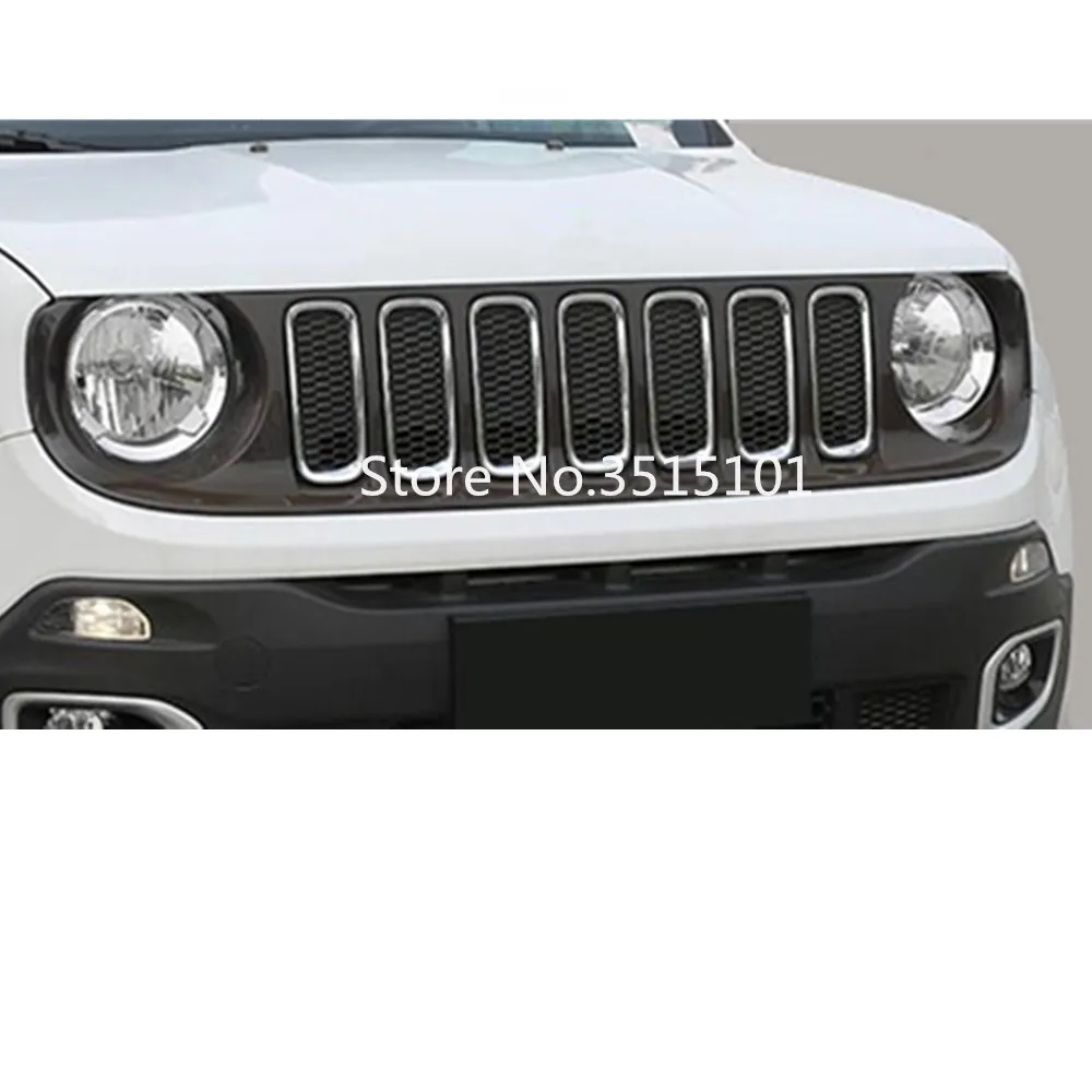 Для Jeep Renegade кузова Стайлинг крышка Защитный датчик отделкой спереди Up Grid гриль решетка вокруг 1 шт