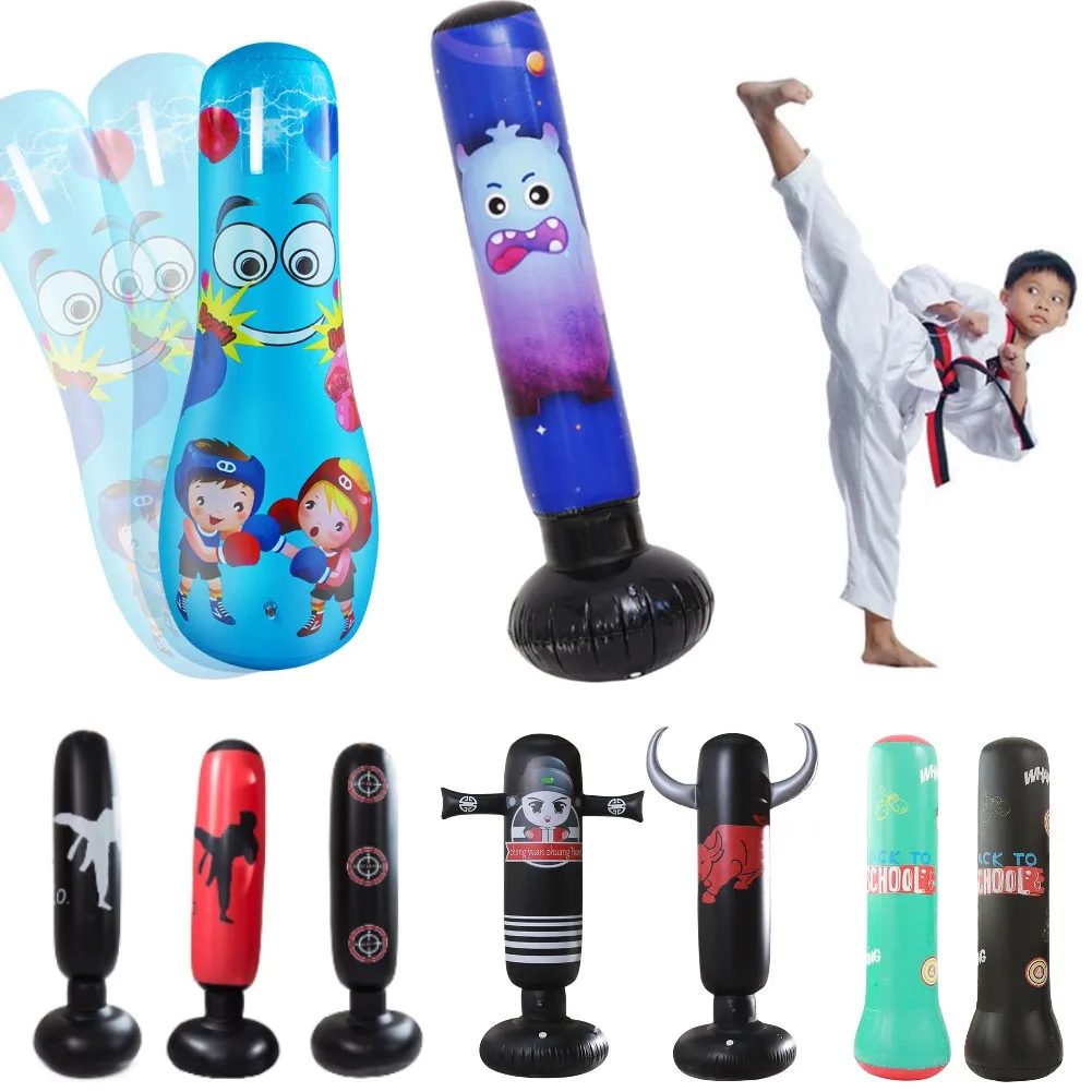 1.2M/1.6M Inflatable Boxing Bag Children Adult Tumbler Standing Sandbag Fitness Training Boxing Sack PVC Thicken Pillar