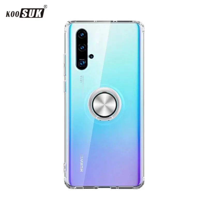 

Magnet Transparent Phone Cases For Huawei Nova 5T Bracket Finger Ring Shockproof Cover For Huawei Nova 5T Fundas Coque