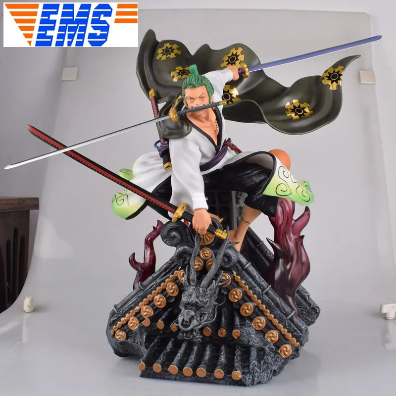 

17"One Piece Statue The Straw Hat Pirates Bust Kimono Roronoa Zoro Full-Length Portrait Swordman PVC Action Figure Toy 42CM V295