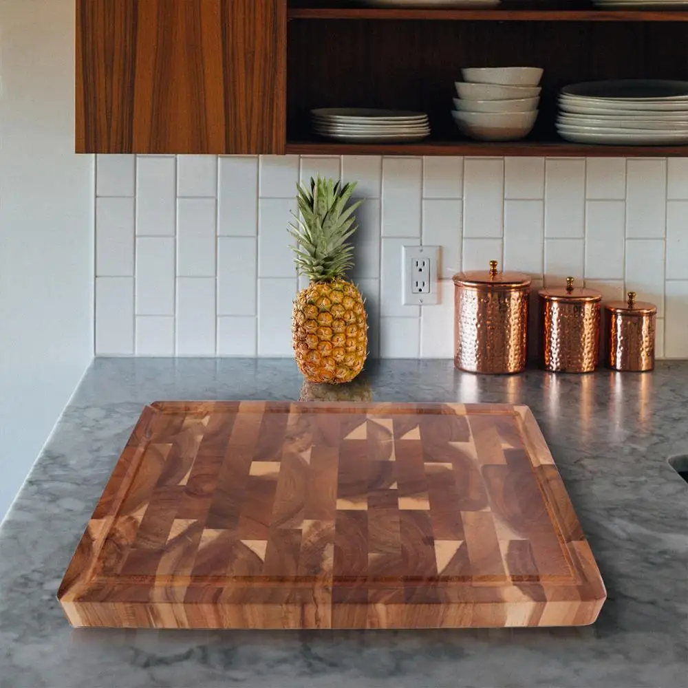 AZRHOM Extra Large Thick Acacia Wood End Grain Cutting Board