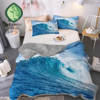 

3D Summer Comforter Sea Wave Series 3D Printed Duvet Soft Breathable Hypoallergenic Fade Resistant Quilt