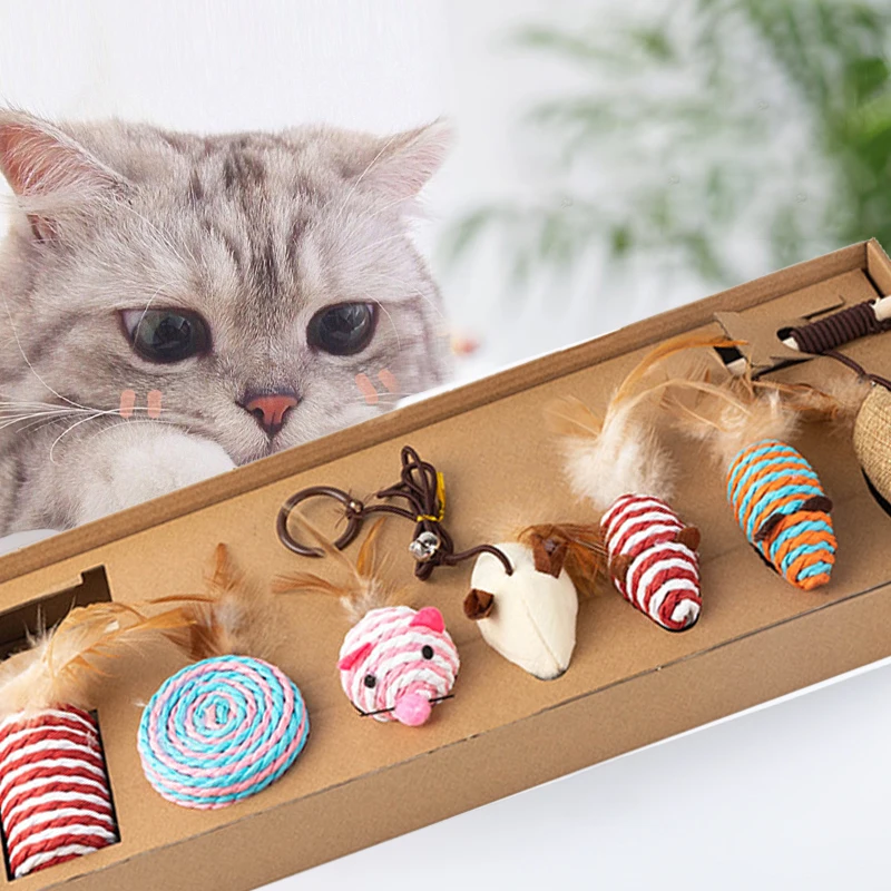 7 шт./компл. забавная игрушка для домашних животных кошки палочка мышь веселая