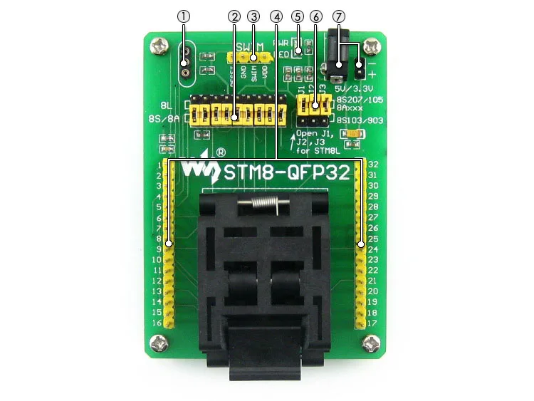 STM8 программирования сиденья Тесты сиденья горелки по размеру сидения сиденье STM8S103K STM8L STM8A QFP32