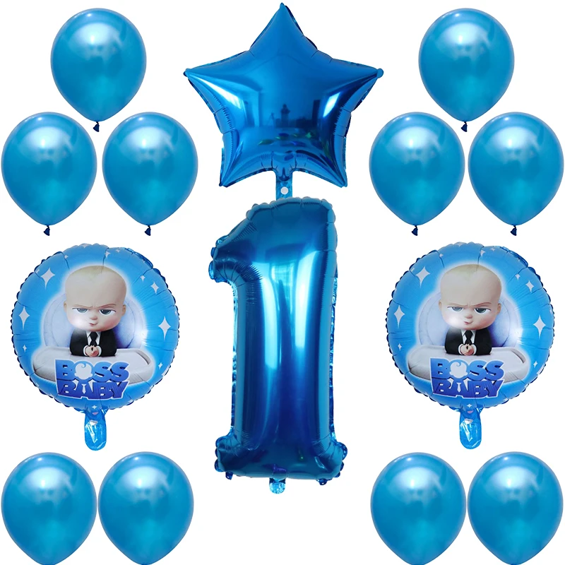 14 шт. Детские воздушные шары с героями мультфильмов Boss, 30 дюймов, гелевые шары из фольги с цифрами, для детского душа, для первого дня рождения, украшения, латексные воздушные шары