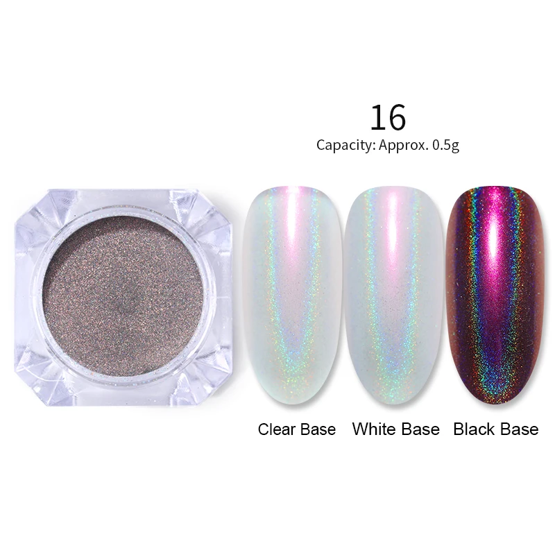 1 Box Nail Art Glitter Pigment Powder Holographic Laser Gold Sliver Chrome Pigment Dust Power Manicure UV Gel Decoration Power - Цвет: 16