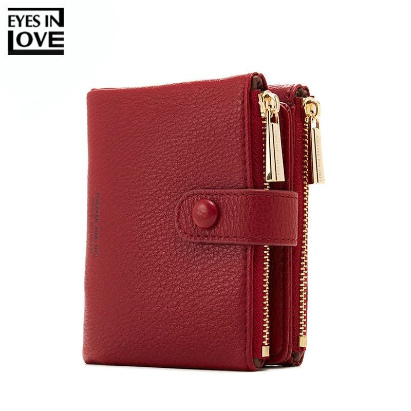 

Double Zipper Small PU Leather Wallet Women Hasp Women Wallets Luxury Brand Wallets Purse Female Card Holder Coin Short Carteira