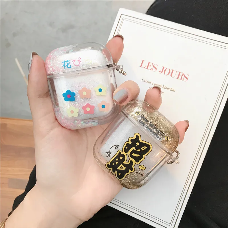 Чехол для наушников с жидким зыбучим песком для Apple Airpods 2 1 Air Pods, блестящие чехлы для наушников, защитная оболочка для Dumbo AirPod