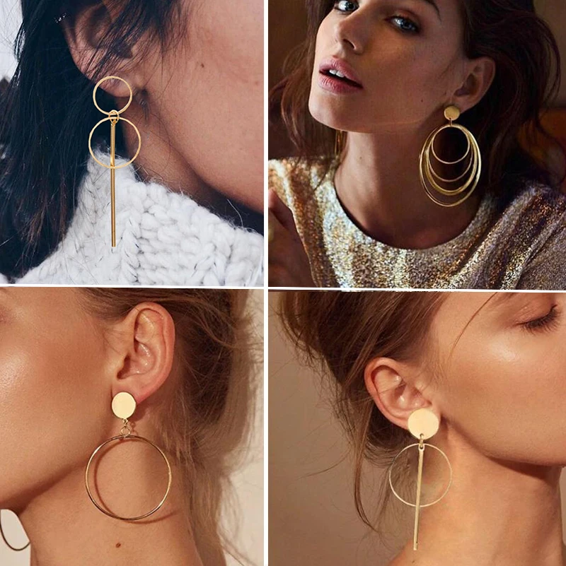 

New Fashion Round Dangle Statement Earrings 2019 for Women Vintage Fashion Geometric Acrylic Dangle Hanging Earring