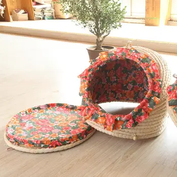 

GARDEN Wicker Cat Bed for Indoor Cats - a Covered Modern Cat Hideaway Hut of Rattan Houses Pets in Dome Basket, Washable