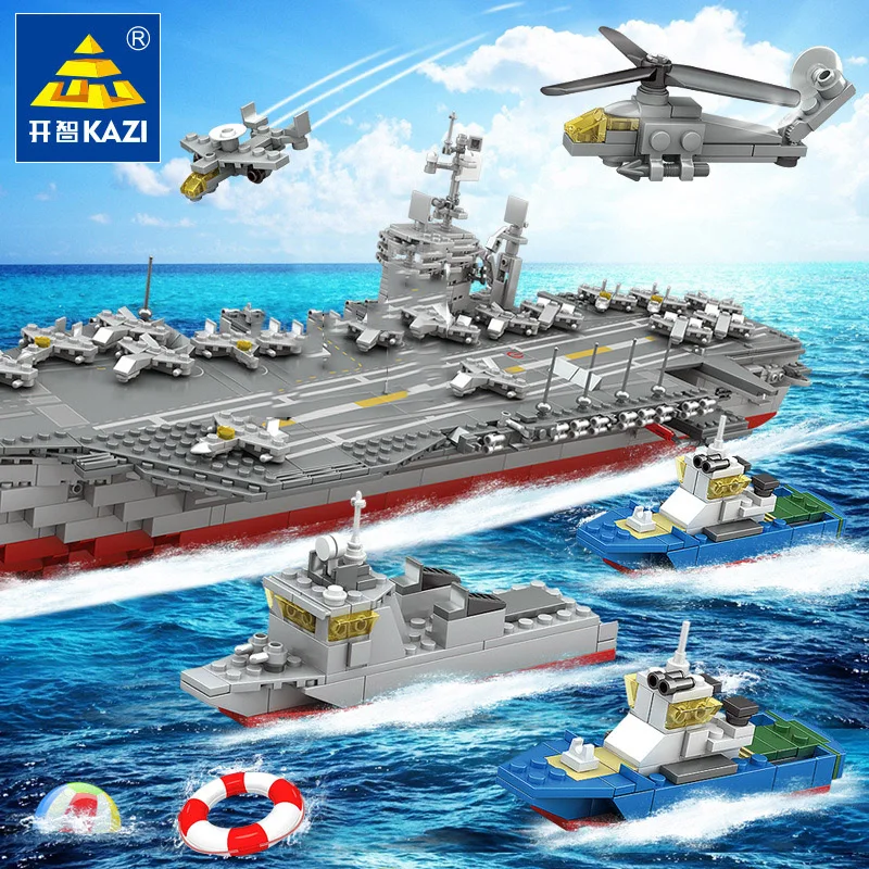 

Kazi Bismarck Model Kit Ship Compatible Legoed Military technic Building Blocks Creator German Battleship Aircrafted Carrier