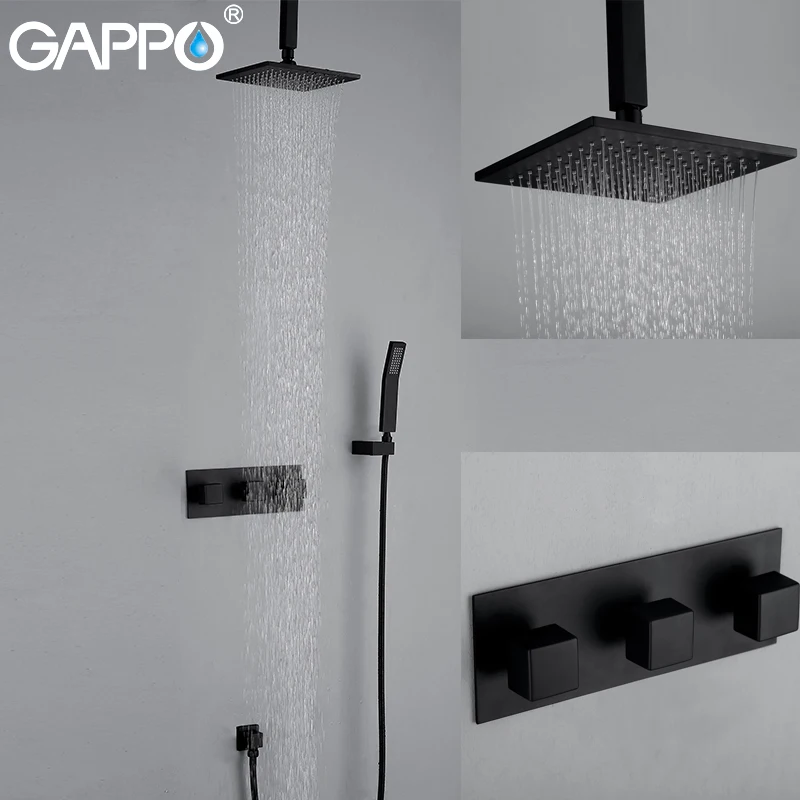 Смеситель для душа GAPPO Y23701 черный скрытый смеситель с дождевой насадкой |