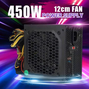 

450W PC Computer Power Supply Computer PC CPU Power Supply 20+4-pin 12cm Fans ATX 12V Molex PCIE w/ SATA PCI Connect Computer